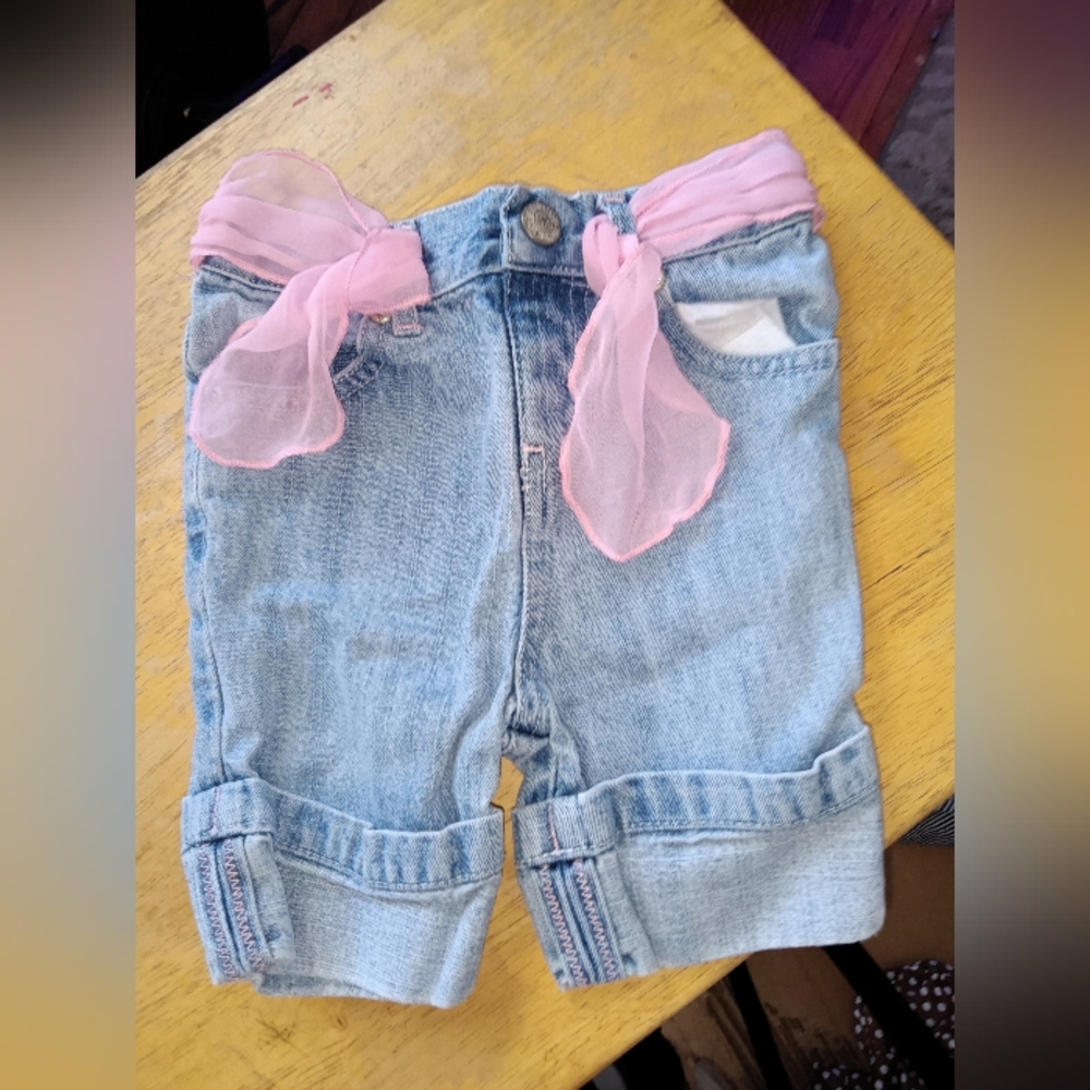 Girls Starting Out Jeans With Attached Bow Belt 6M